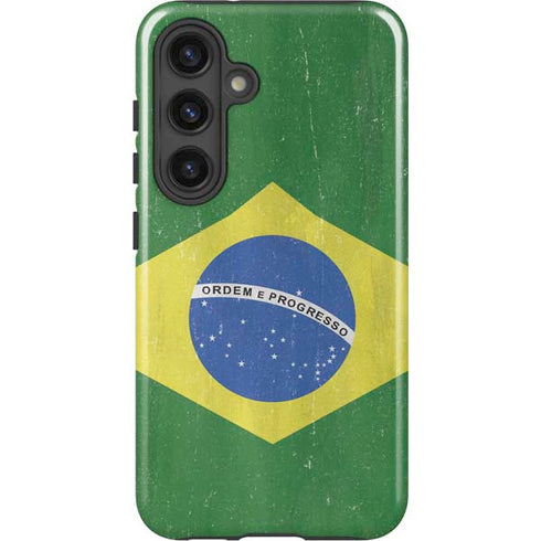 Brazil Flag Distressed Galaxy S24 Plus Impact Case